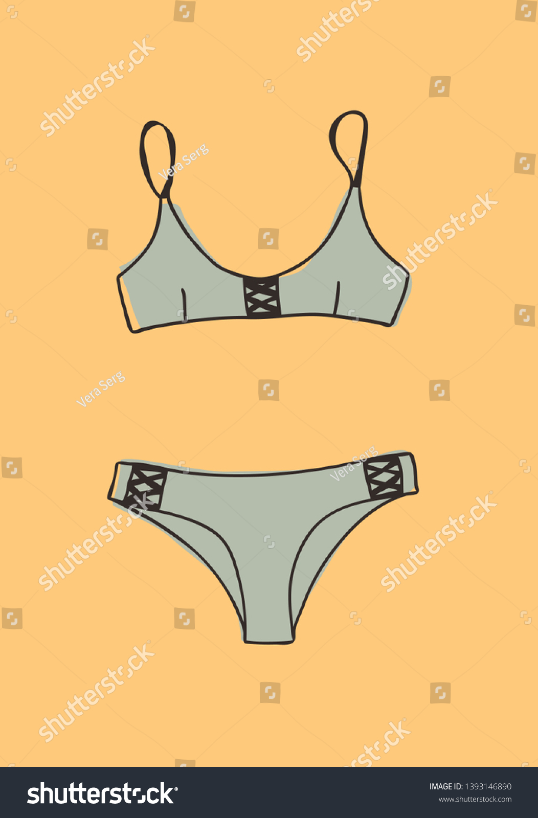 Hand Drawn Summer Bikini Illustration Actual Stock Vector Royalty Free