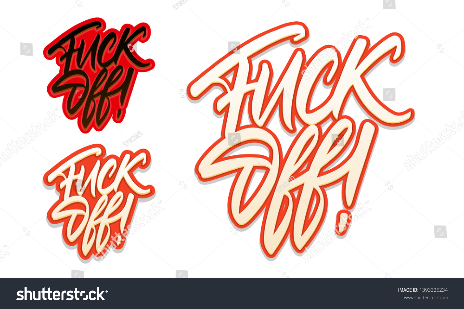 Fuck Off Lettering Set Simple Brush Stock Vector Royalty Free