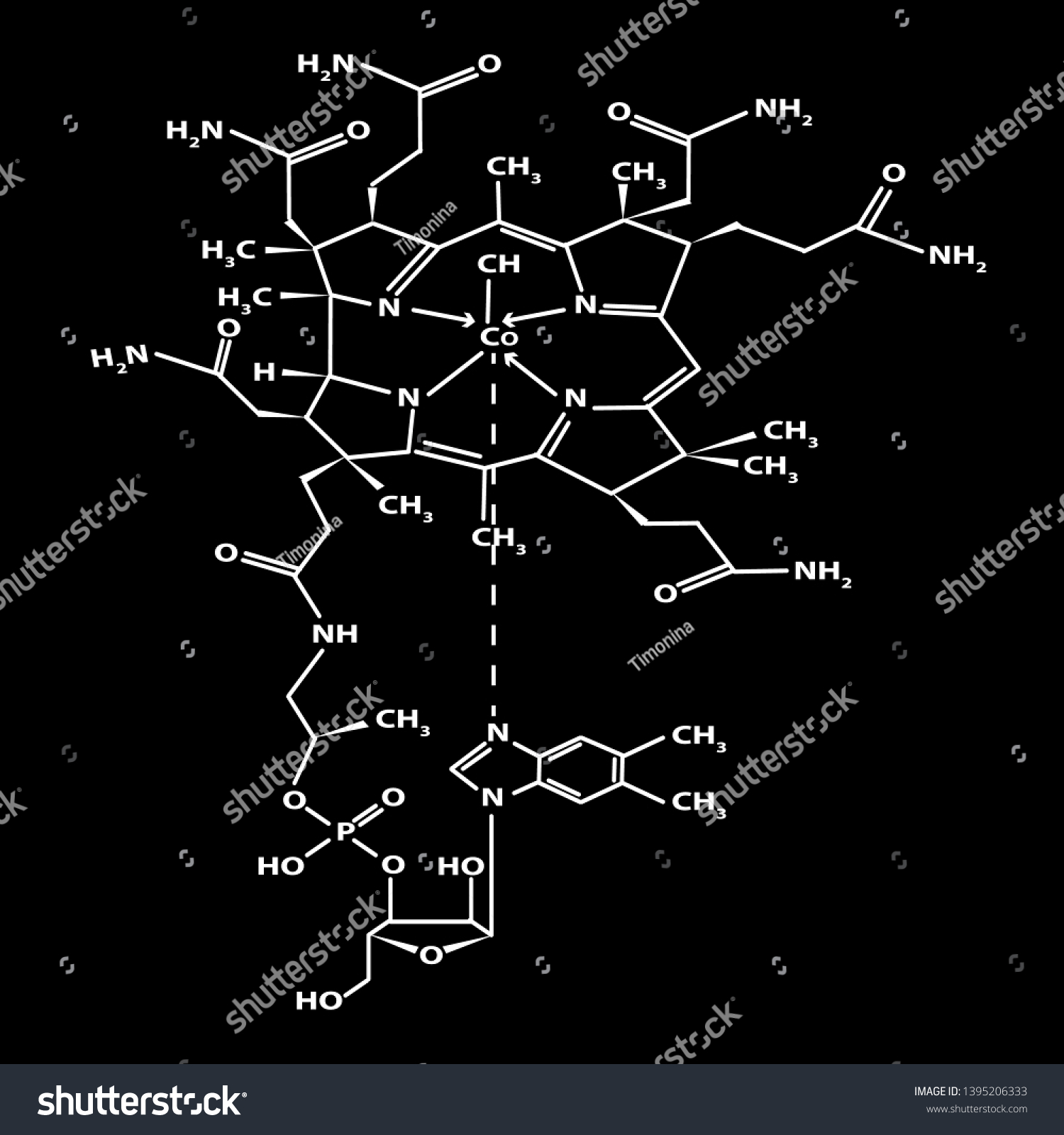 Vitamin B Cyanocobalamin Molecular Chemical Formula Stock Vector