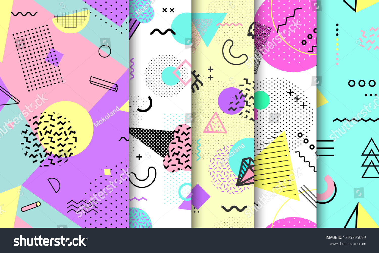 Memphis Seamless Pattern Collection Geometric Seamless Stock Vector Royalty Free