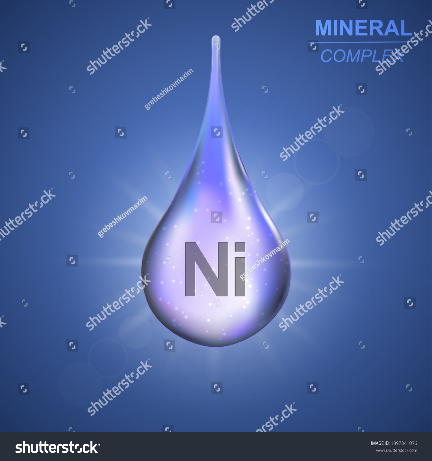 Niccolum Mineral Shining Blue Drop Icon Stock Vector Royalty Free