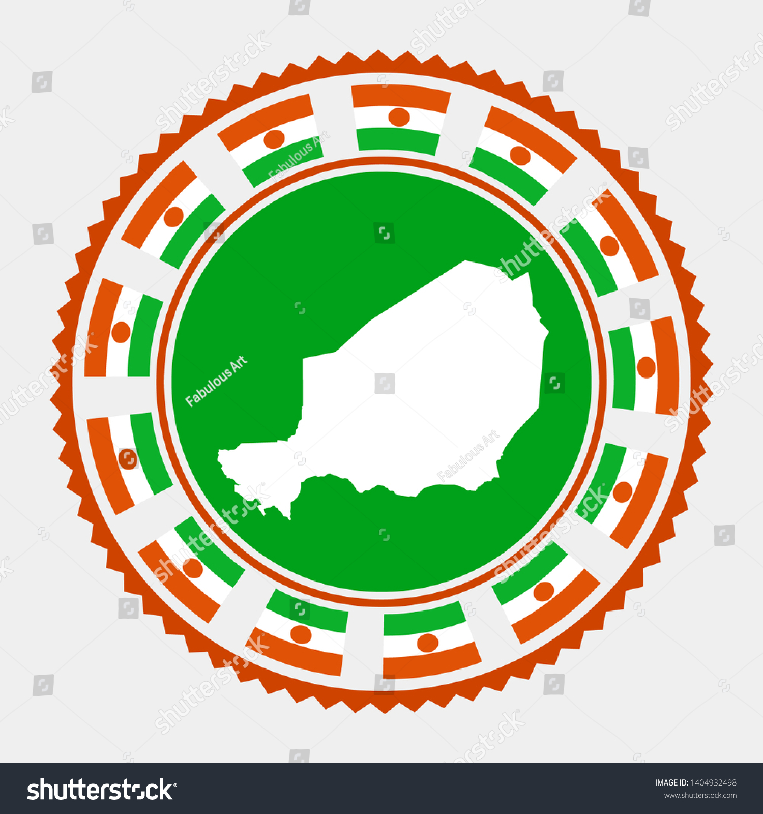 Niger Flat Stamp Round Logo Map Stock Vector Royalty Free