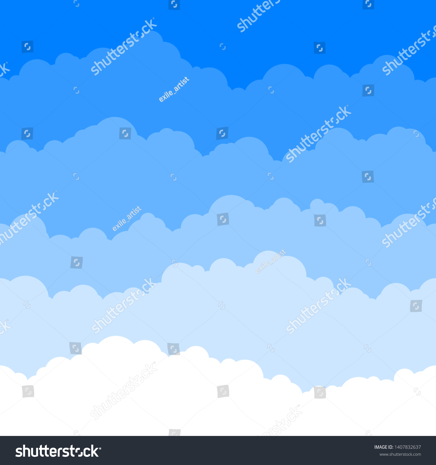 Horizontal Seamless Clouds Skyline Repeat Texture Stock Vector Royalty