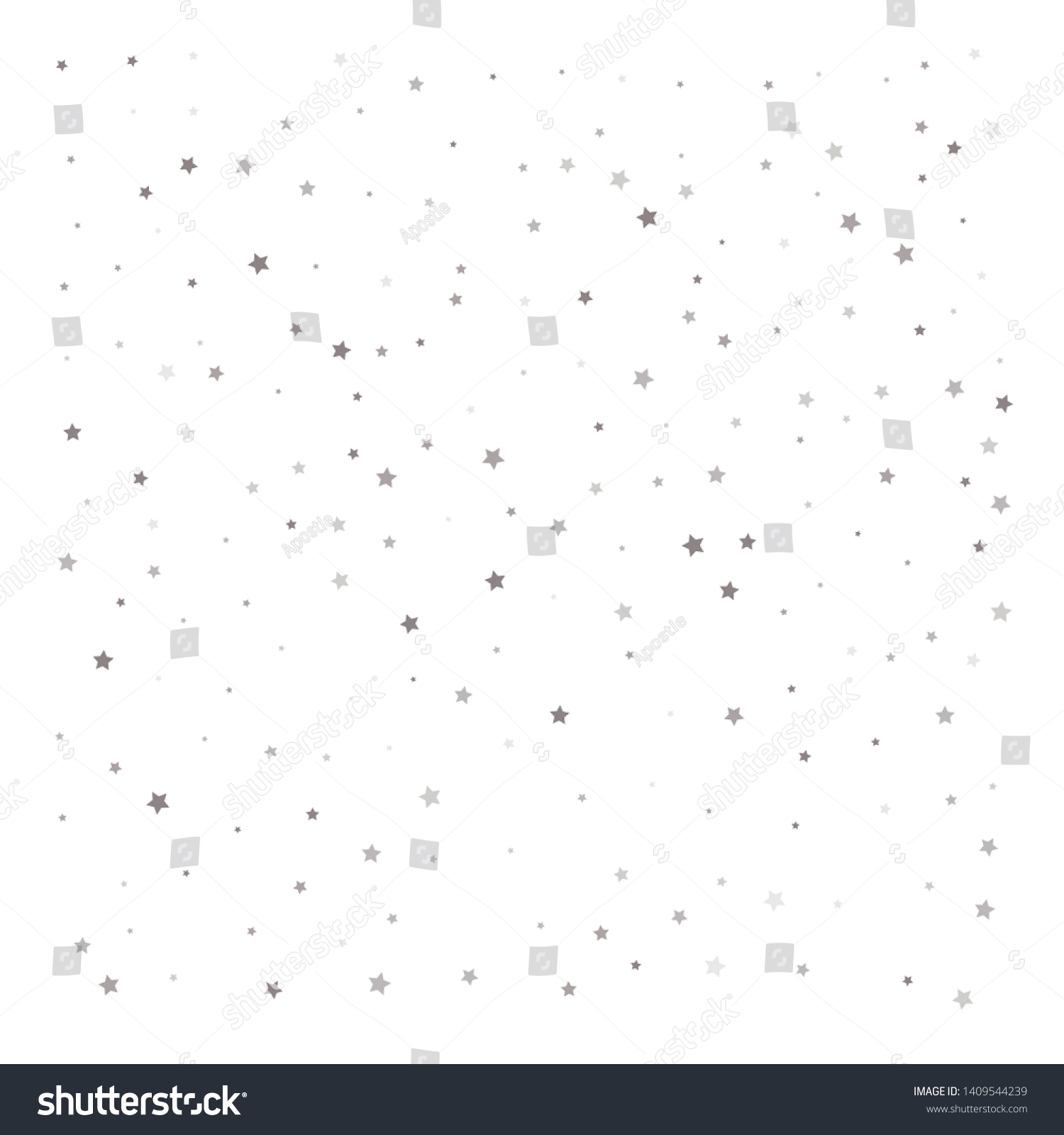 Random Falling Silver Stars On White Stock Vector Royalty Free