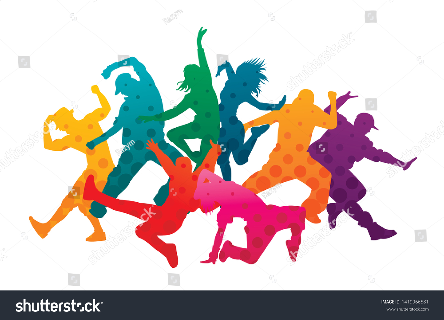 Detailed Vector Illustration Silhouettes Expressive Dance Stock Vector