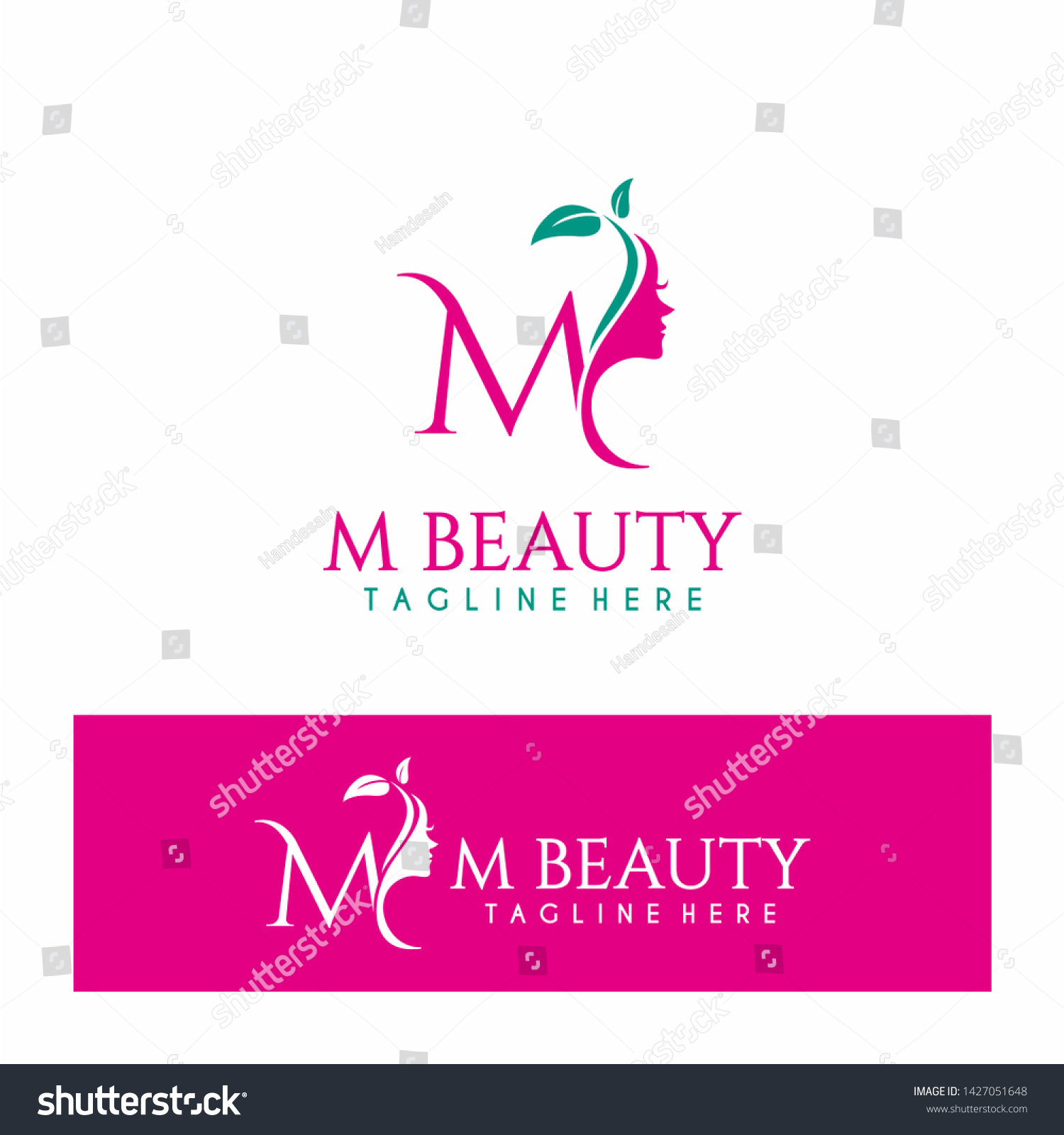 Letter M Beauty Face Logo Design Vetor Stock Livre De Direitos