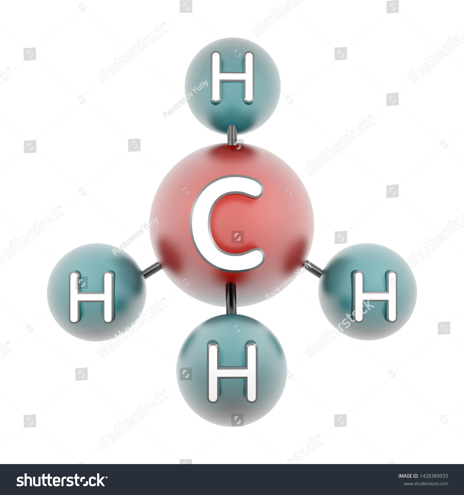 Ch Molecule Methane Render D Model Stock Illustration