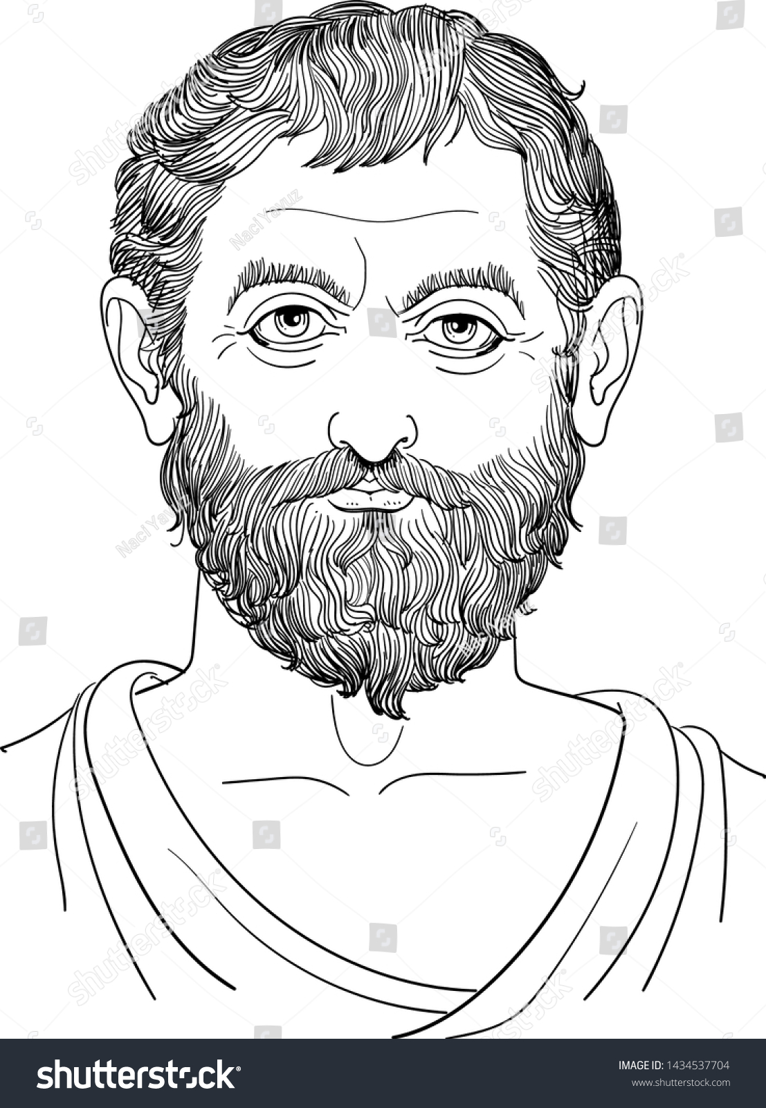 Thales Miletus Portrait Line Art Illustration Stok Vekt R Telifsiz