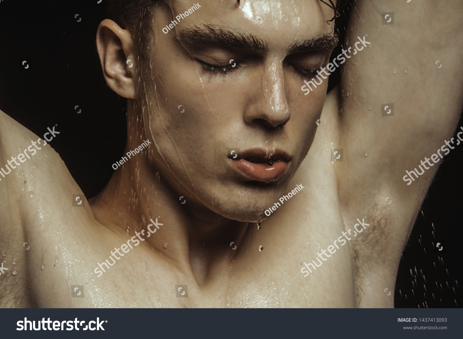 Handsome Wet Sport Sexy Stripped Guy Stock Photo 1437413093 Shutterstock