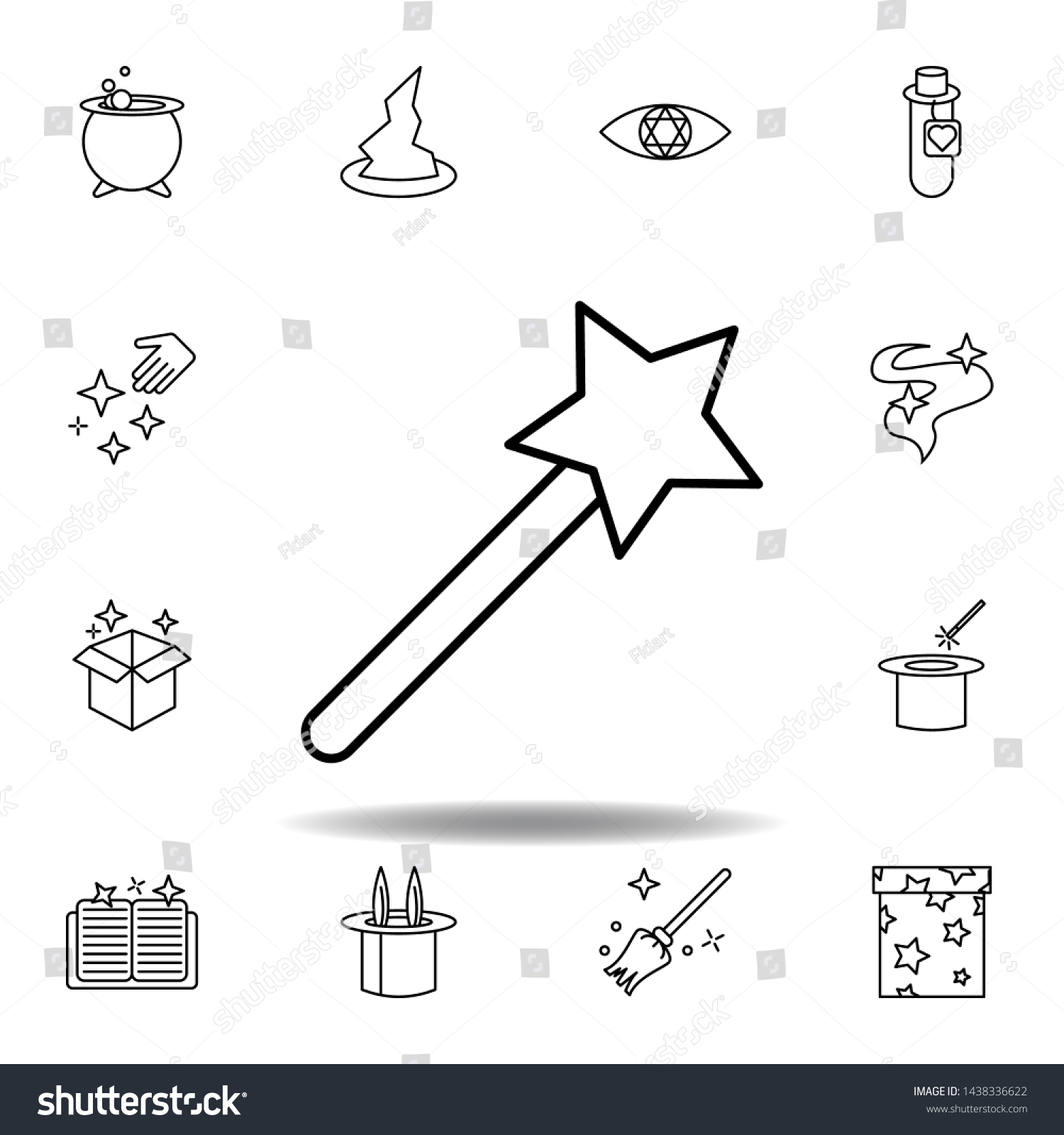 Magic Wand Outline Icon Elements Magic Stock Illustration 1438336622