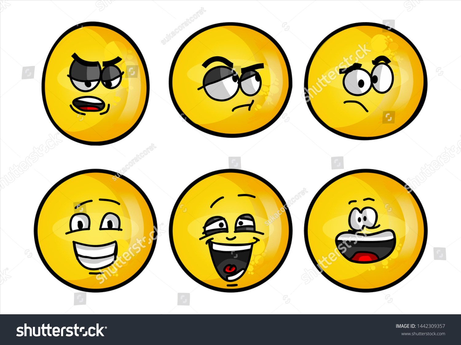 Set Emojis Various Face Expression Vector Stock Vector Royalty Free Shutterstock