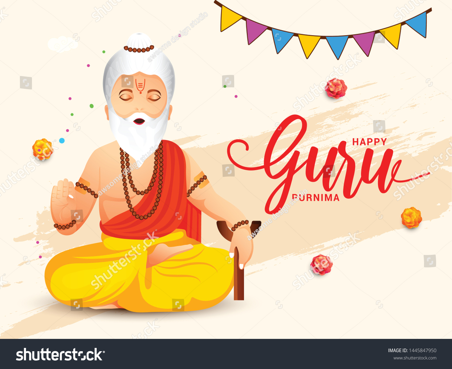 Illustration Day Honoring Celebrating Guru Purnima 스톡 벡터 로열티 프리