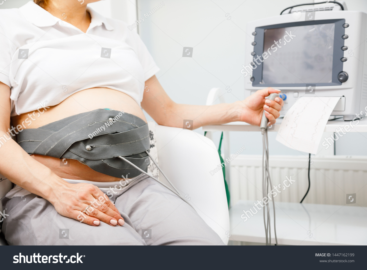 Pregnant Woman Performing Cardiotocography Ctg Belt Stock Photo