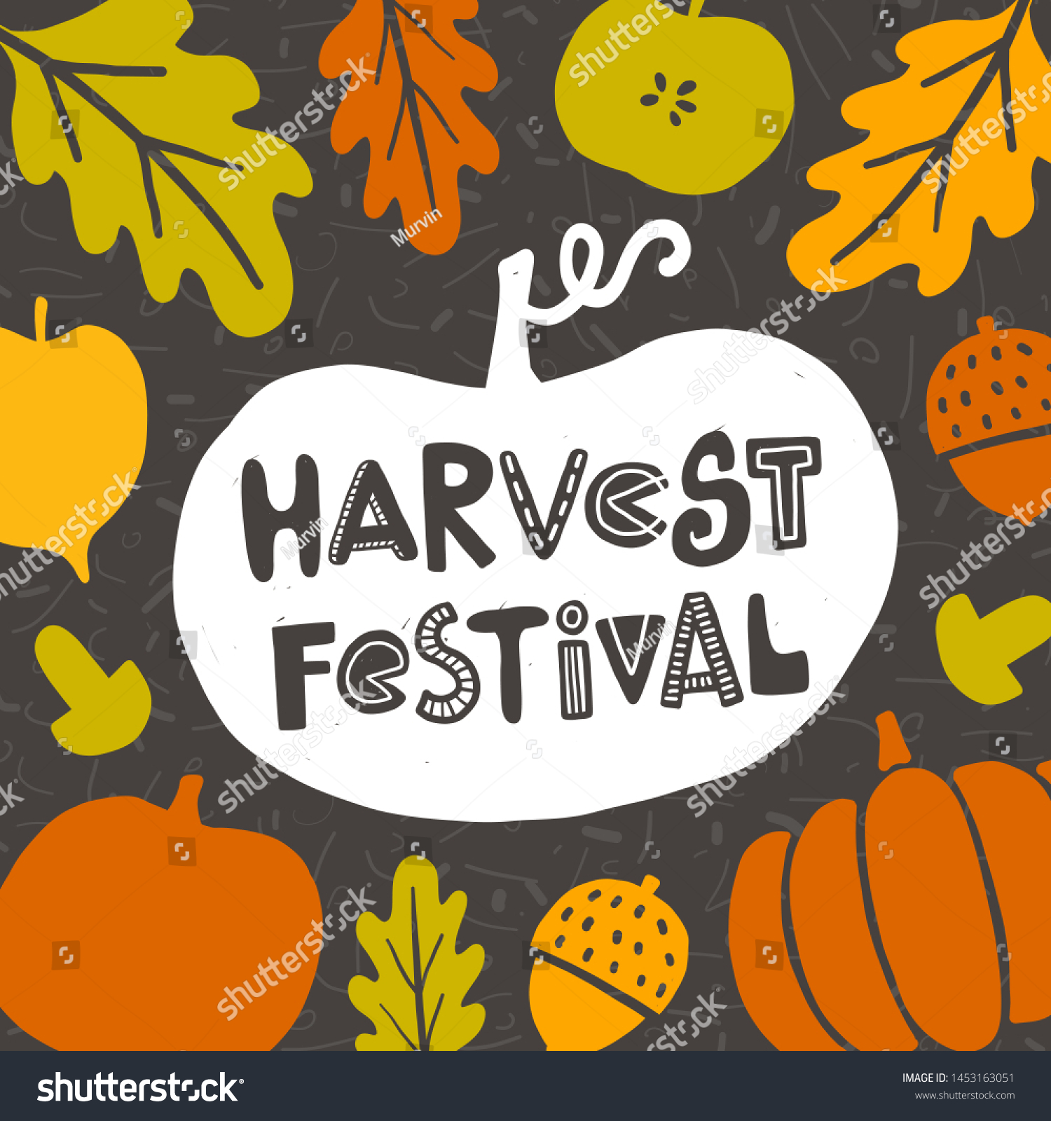 Harvest Festival Hand Drawn Lettering Card Stock Vector Royalty Free