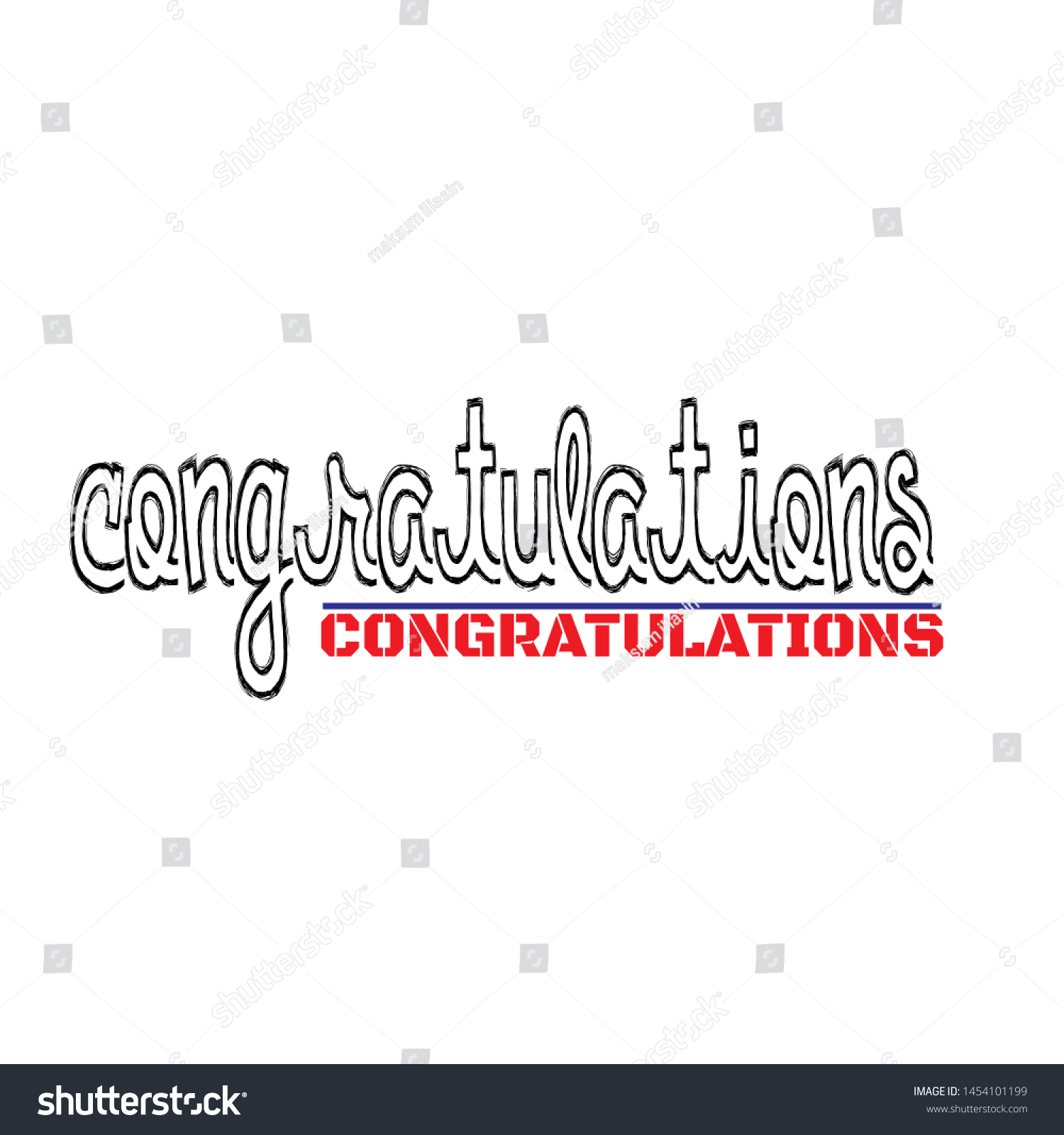 Congratulations Calligraphy Hand Written Text Lettering Stock Vector