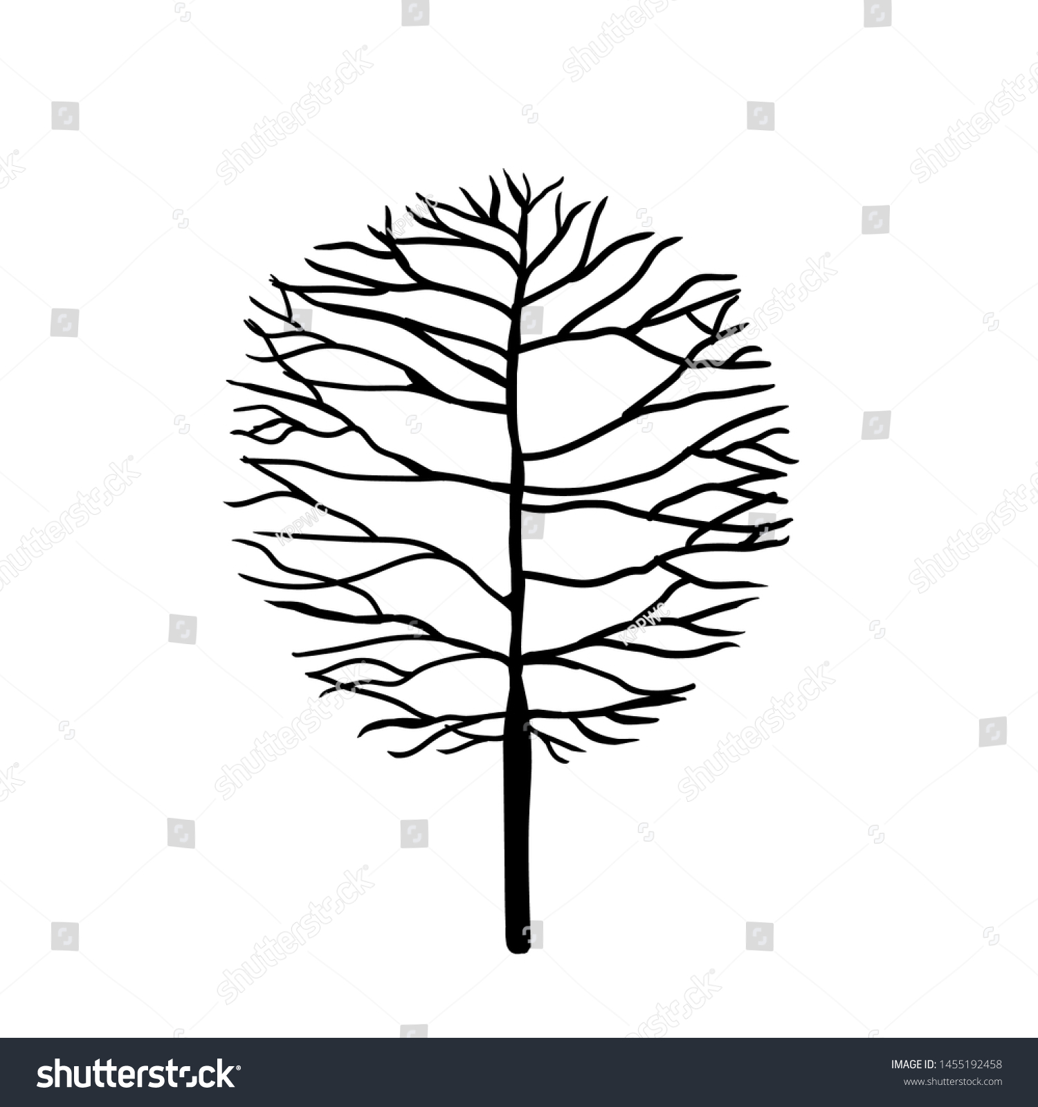 Hand Drawn Naked Tree Silhouettes Isolated Stock Vector Royalty Free