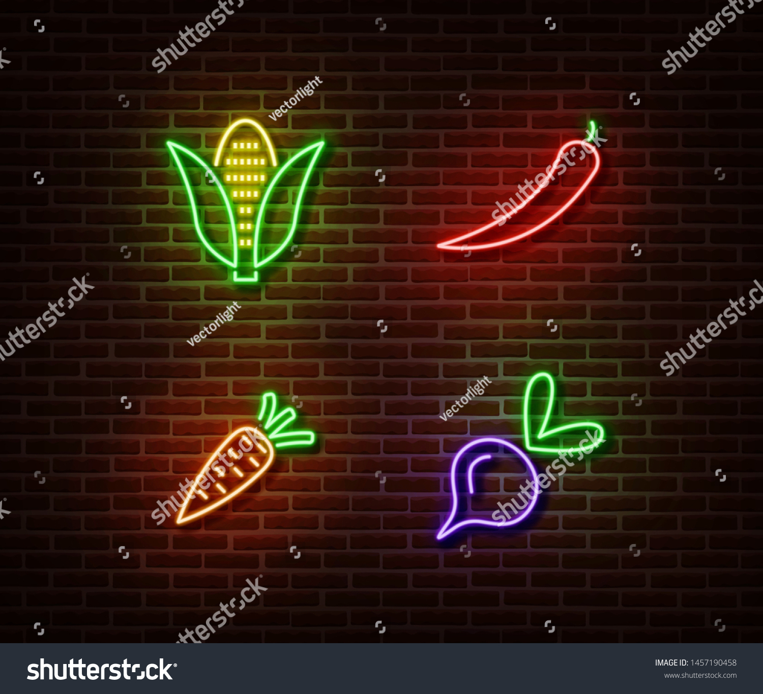 Neon Vegetables Signs Vector Isolated On Stock Vector Royalty Free