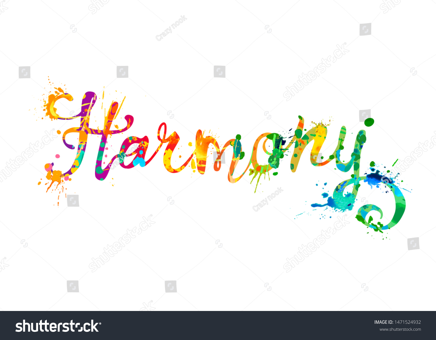 Harmony Vector Word Splash Paint Calligraphic Stock Vector Royalty