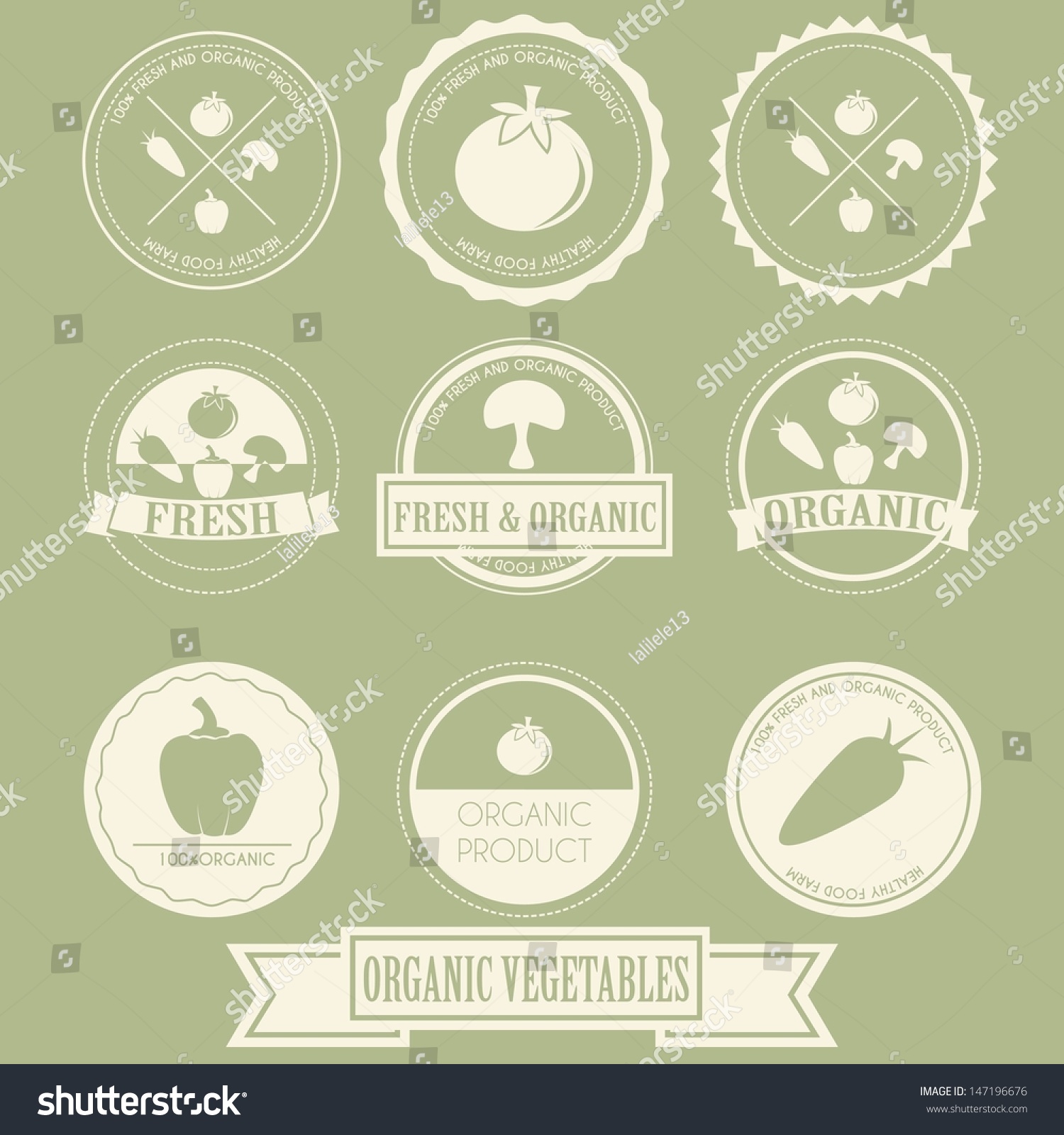 Vegetable Organic Label Stock Vector Royalty Free