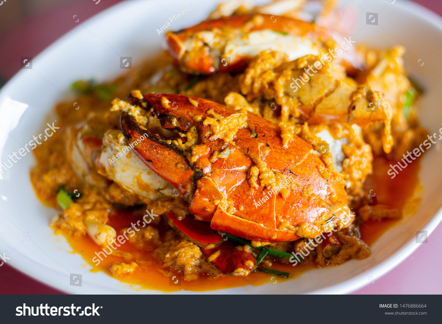 Stirfried Crab Curry Powder Yellow Curry Stock Photo