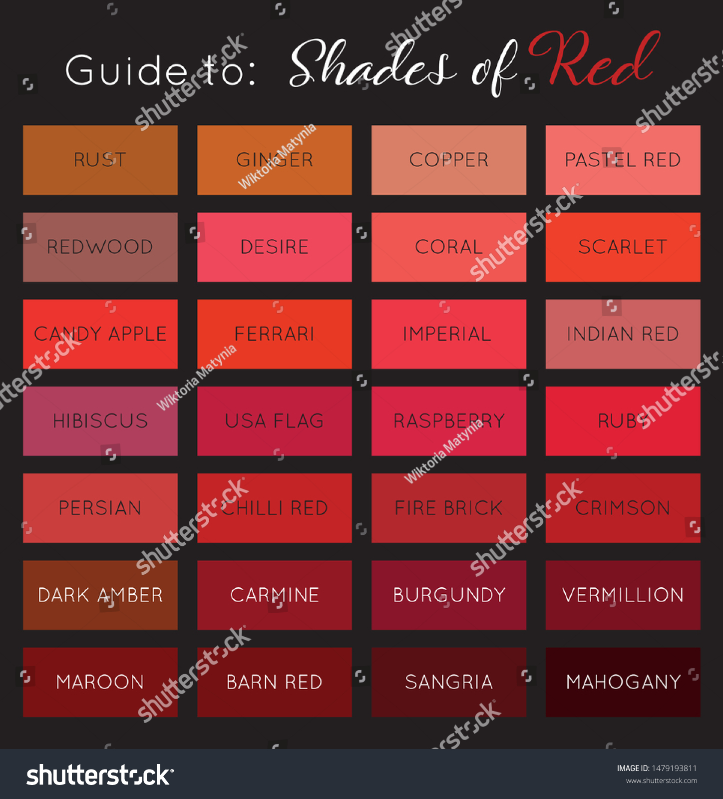 Shades Of Red Color With Names Hex Rgb Cmyk Codes Off