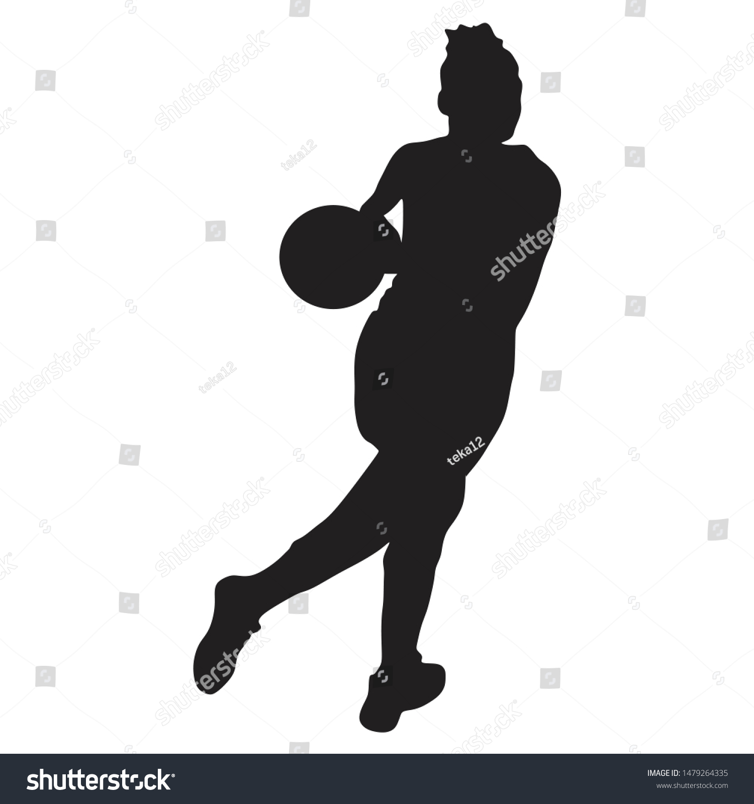 Basketball Player Vector Silhouette Woman Girl Stock Vector Royalty