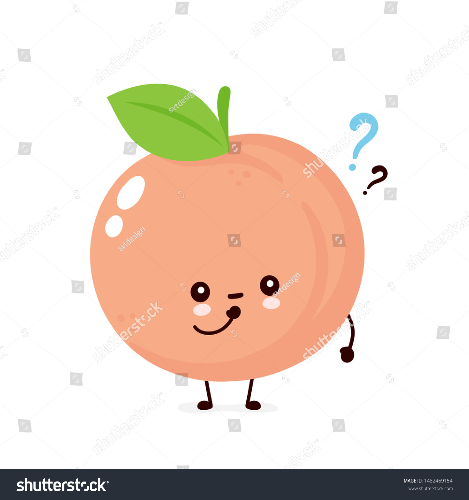 Cute Happy Smiling Peach Question Mark Stock Vector Royalty Free