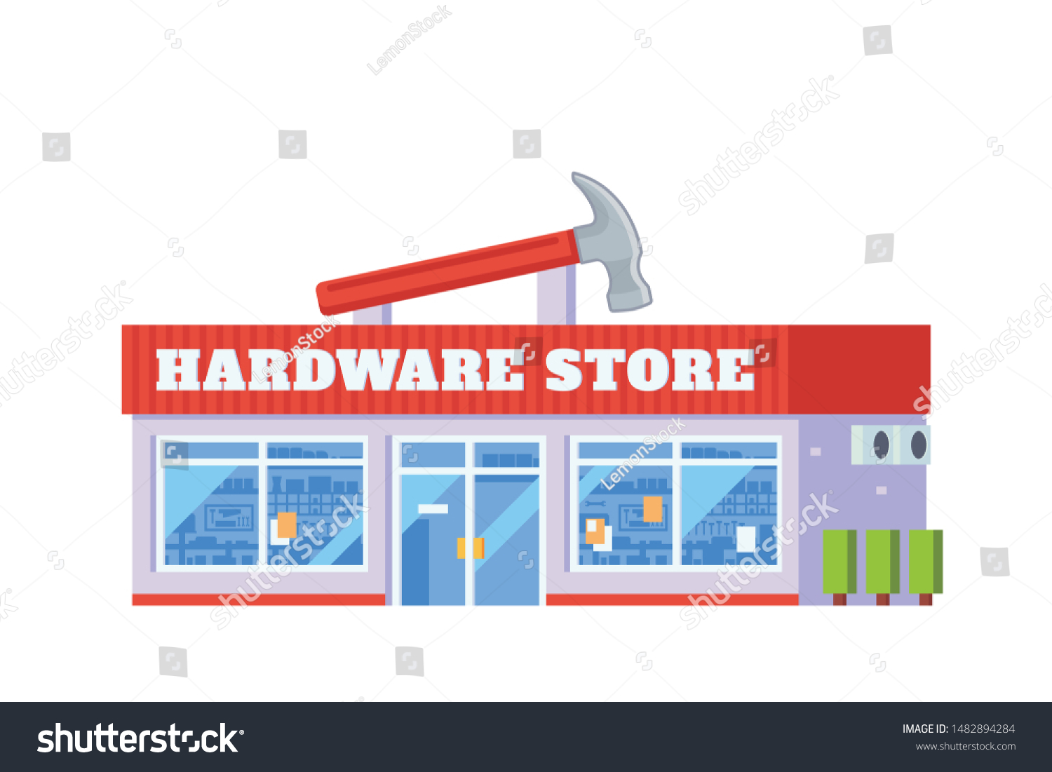 Building Illustration Flat Design Concept Stock Vector Royalty Free