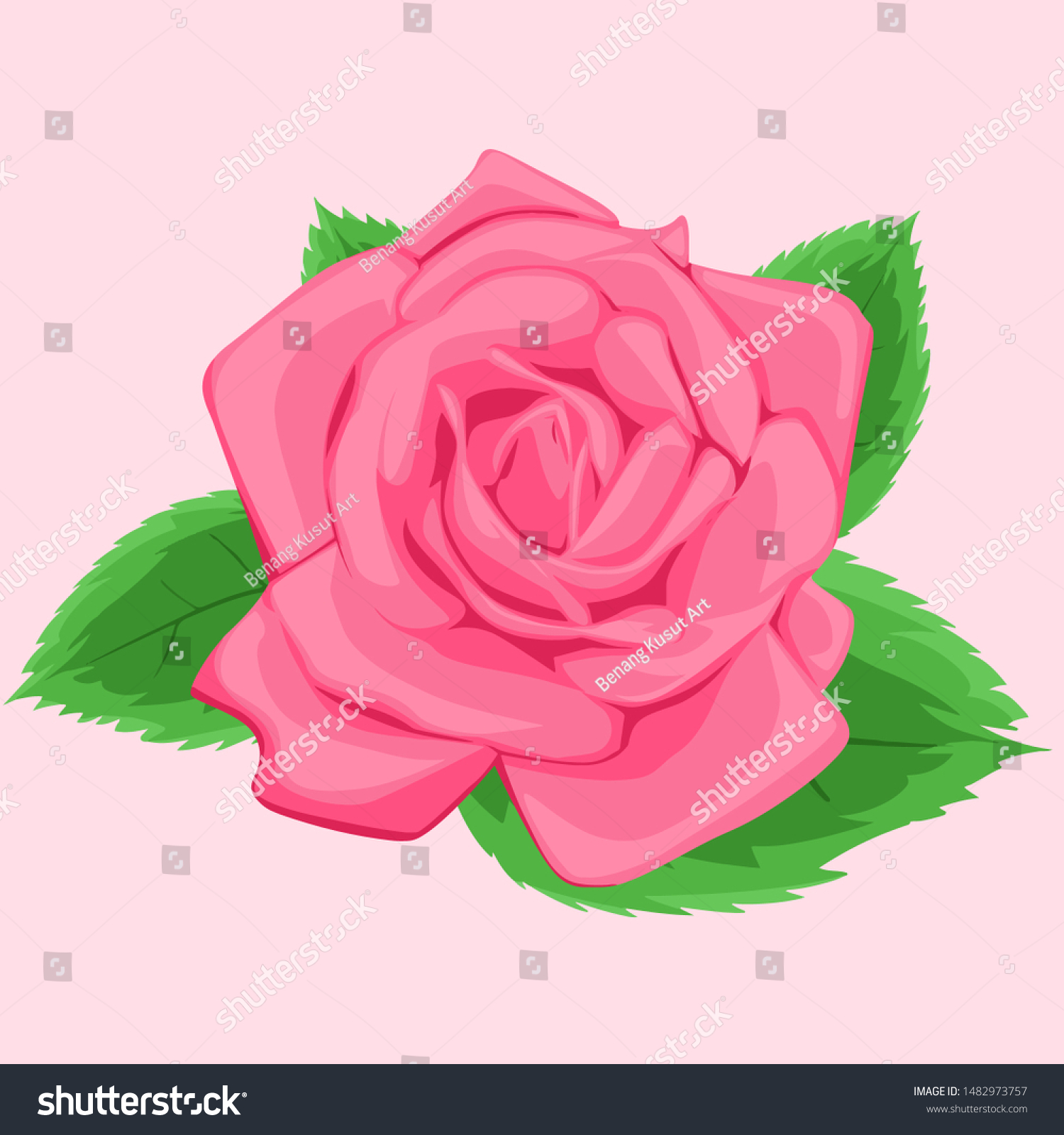 Vector Pink Rose Stock Vector Royalty Free 1482973757 Shutterstock