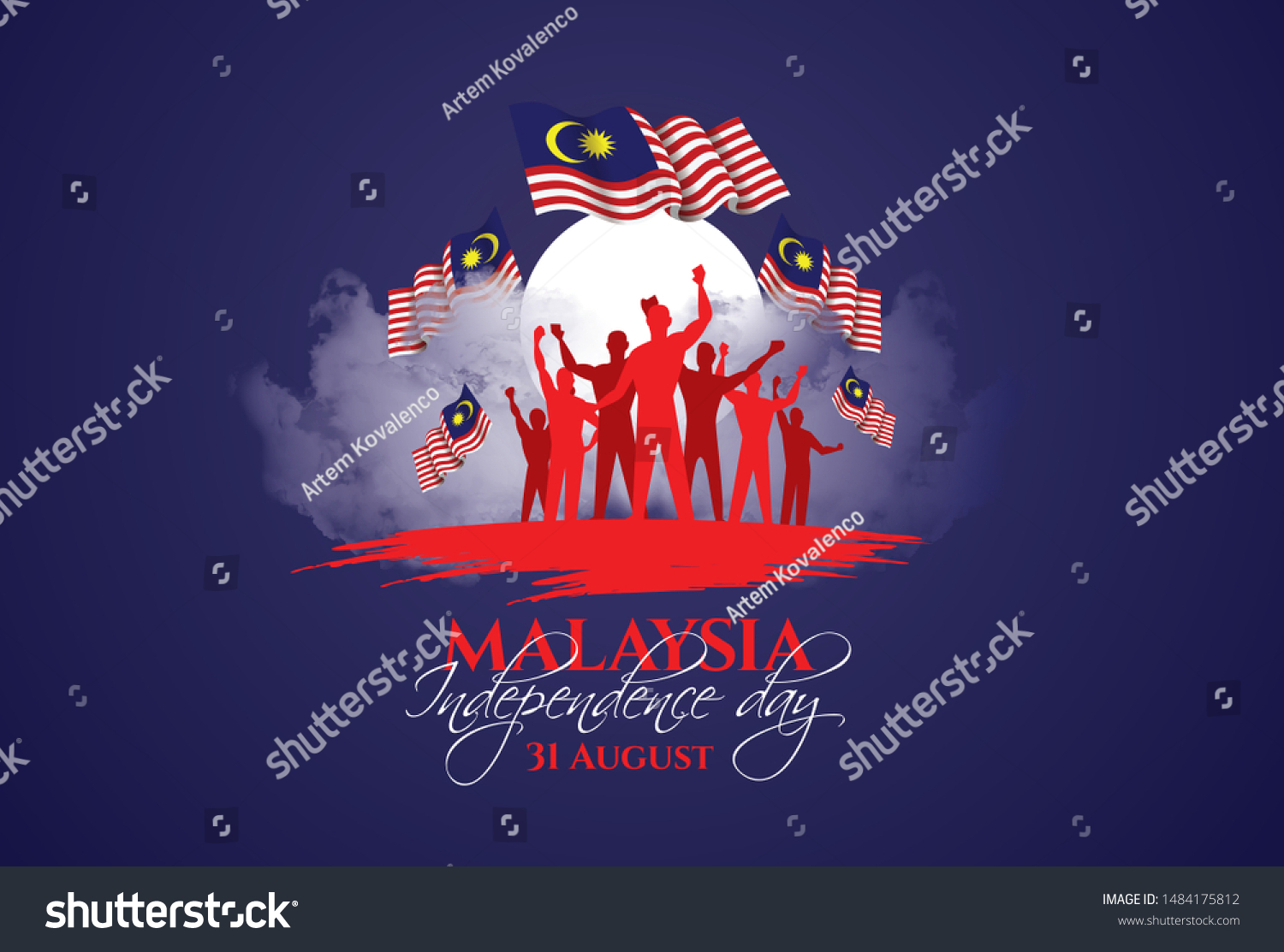 Vector Illustration Malaysia Independence Day Holiday Stock Vector