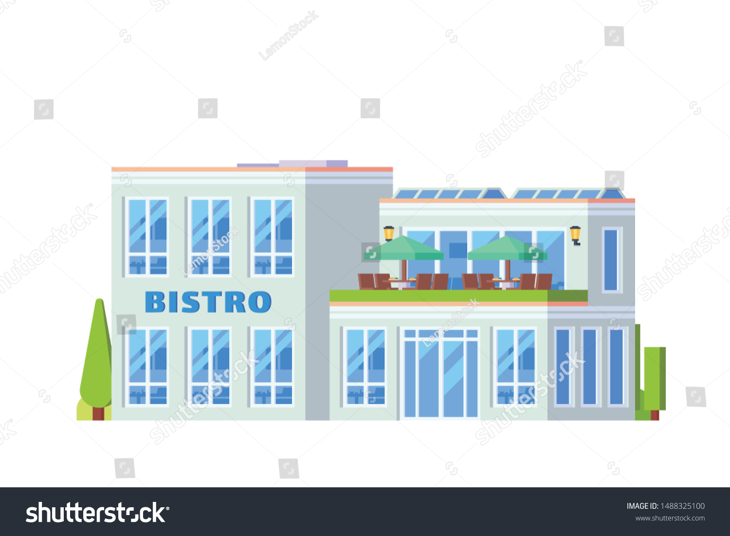 Building Illustration Flat Design Concept Stock Vector Royalty Free