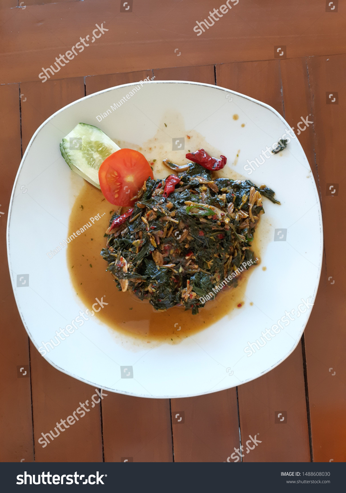 Tumis Pucuk Ubi Stir Fried Cassava Stock Photo 1488608030 Shutterstock