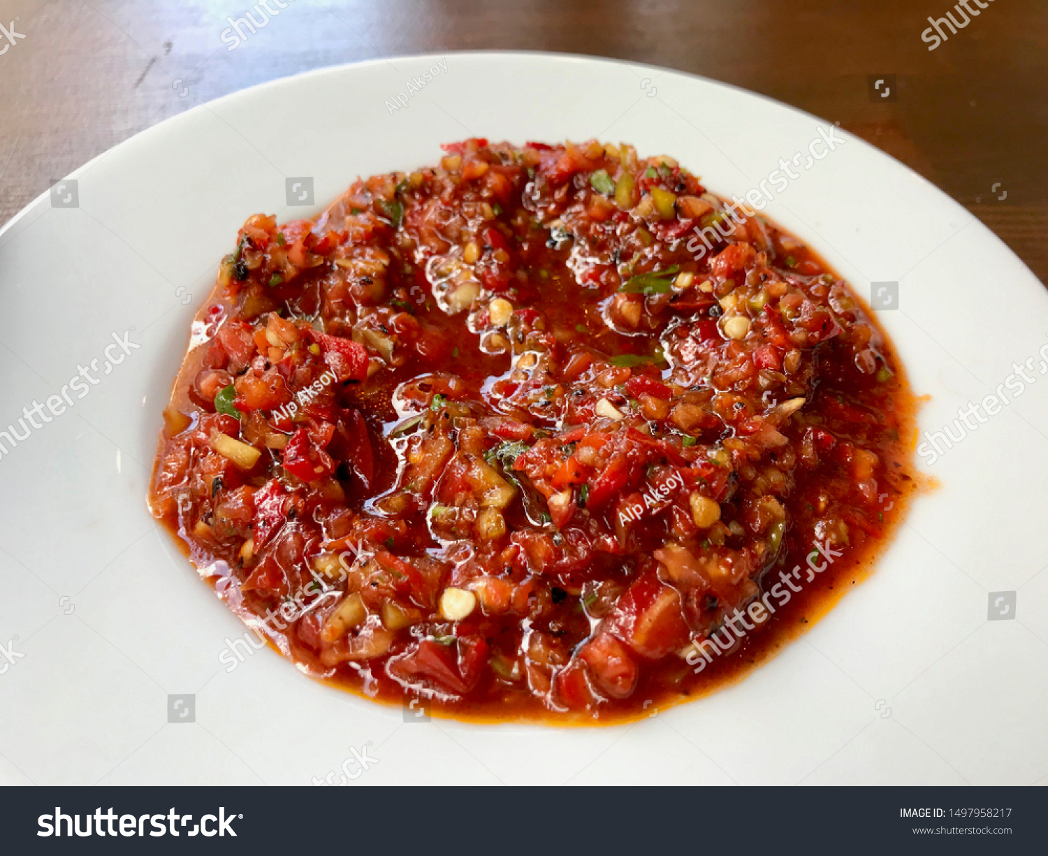 Turkish Appetizer Acili Ezme Acuka Tomato Stock Photo