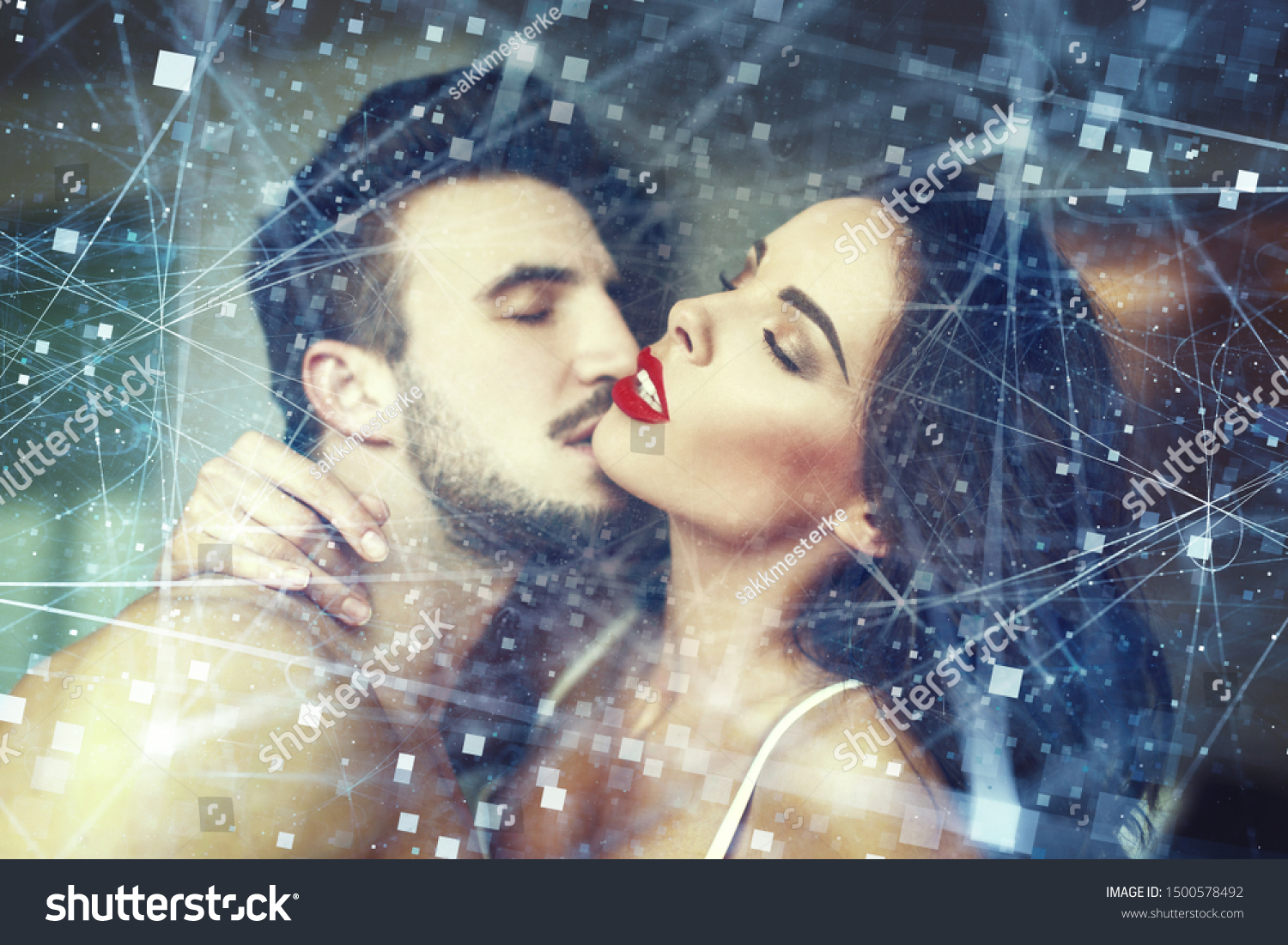 Sexy Passionate Couple Foreplay Home Online Stock Photo