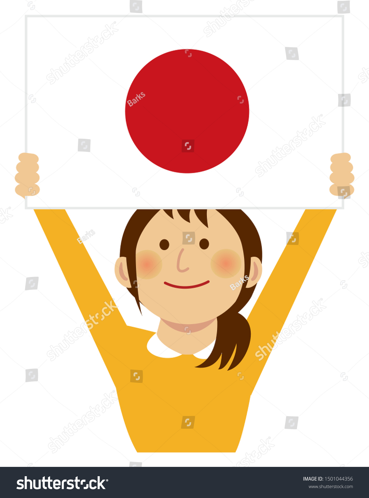 Cartoon Woman National Flags Japan Upper Stock Vector Royalty Free