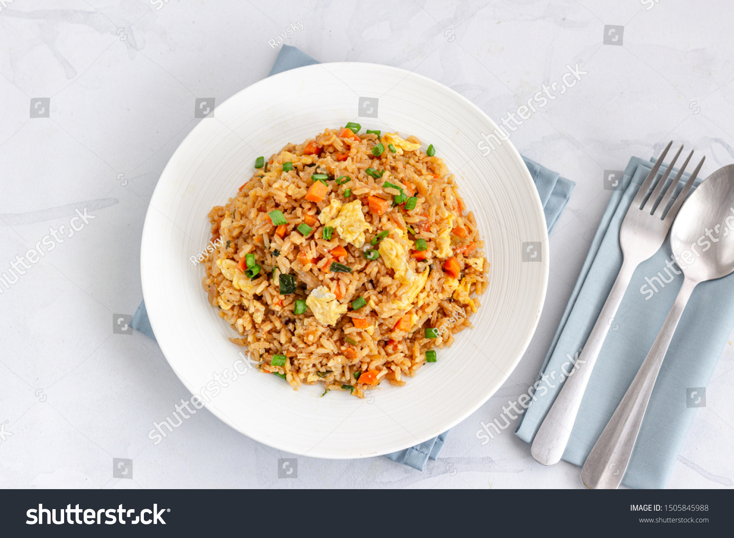 Chinese Asian Egg Vegetable Fried Rice Stock Photo 1505845988