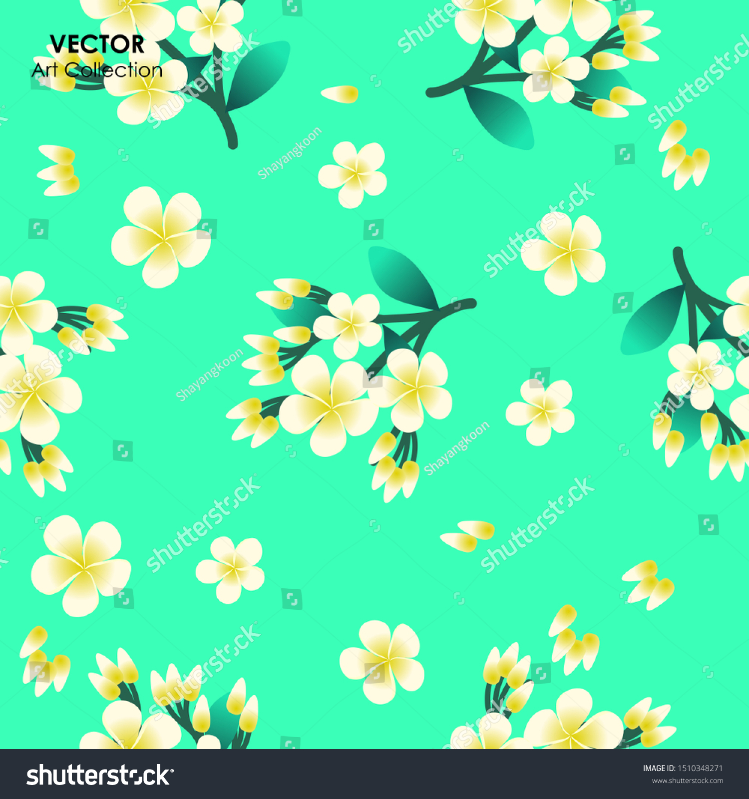 Plumeria Flower Seamless Pattern Vector Illustration Stock Vector