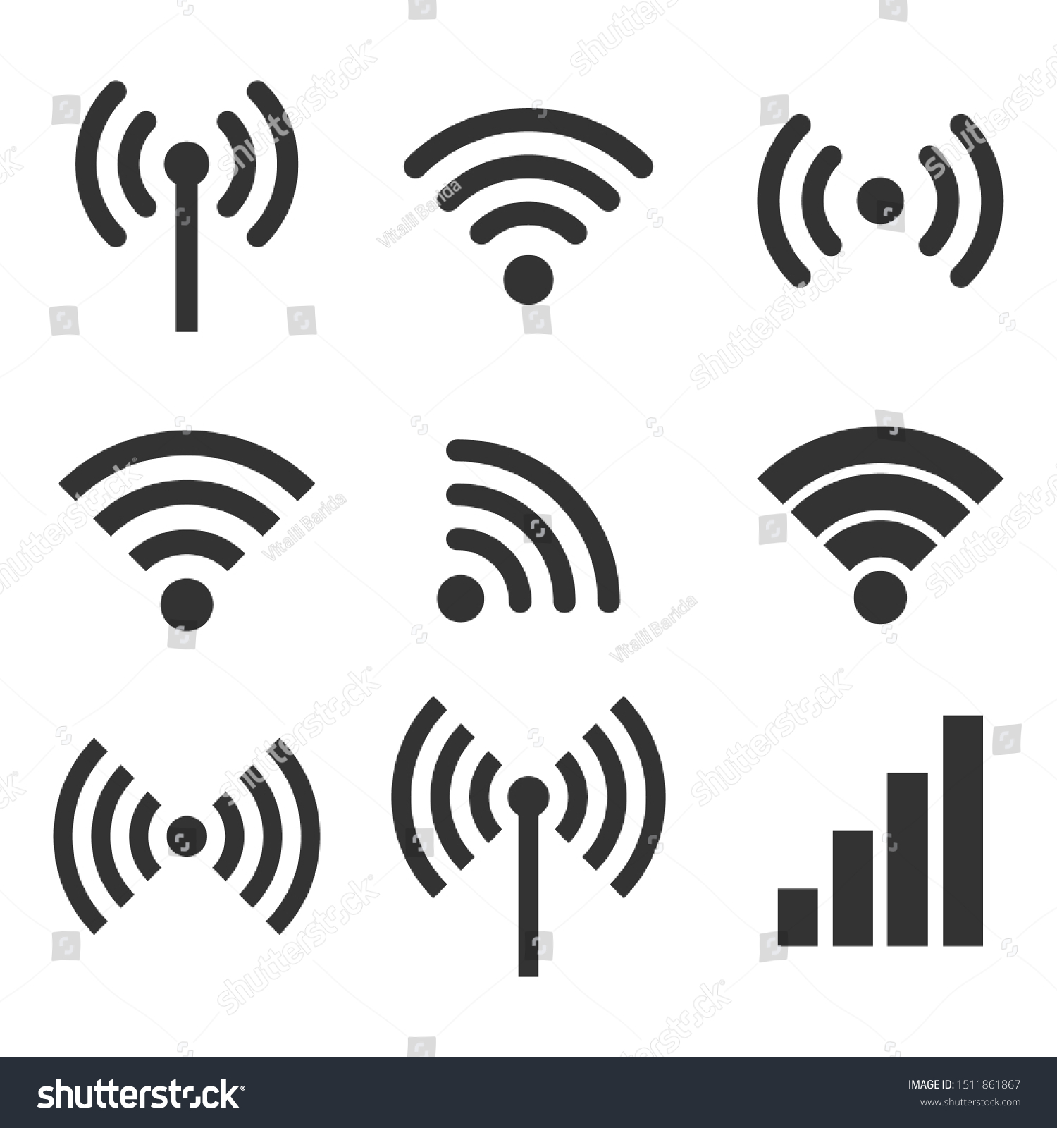 Wifi Icons Set Isolated On White Stock Vector Royalty Free 1511861867