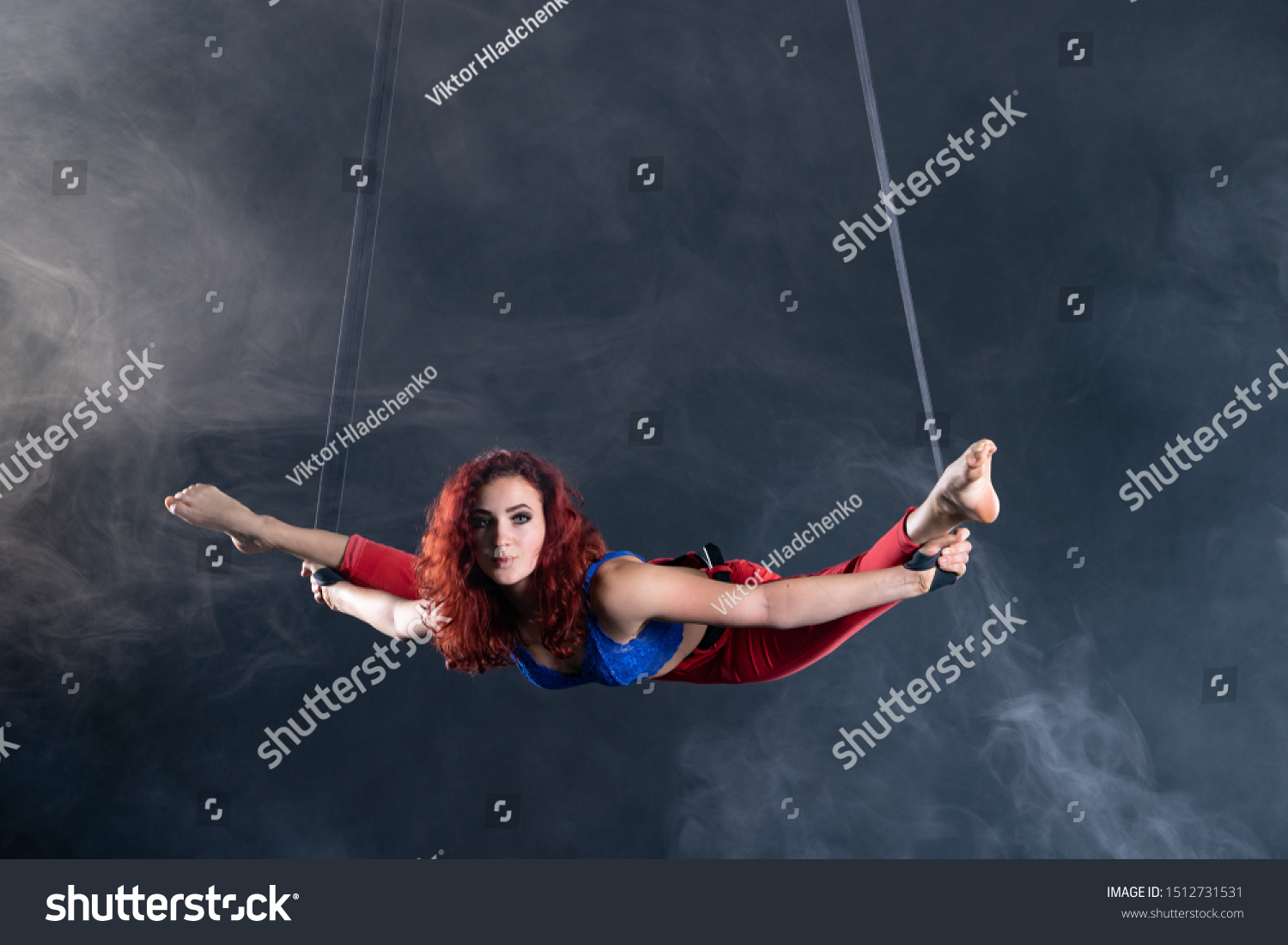 Female Athletic Sexy Flexible Aerial Circus Stock Photo