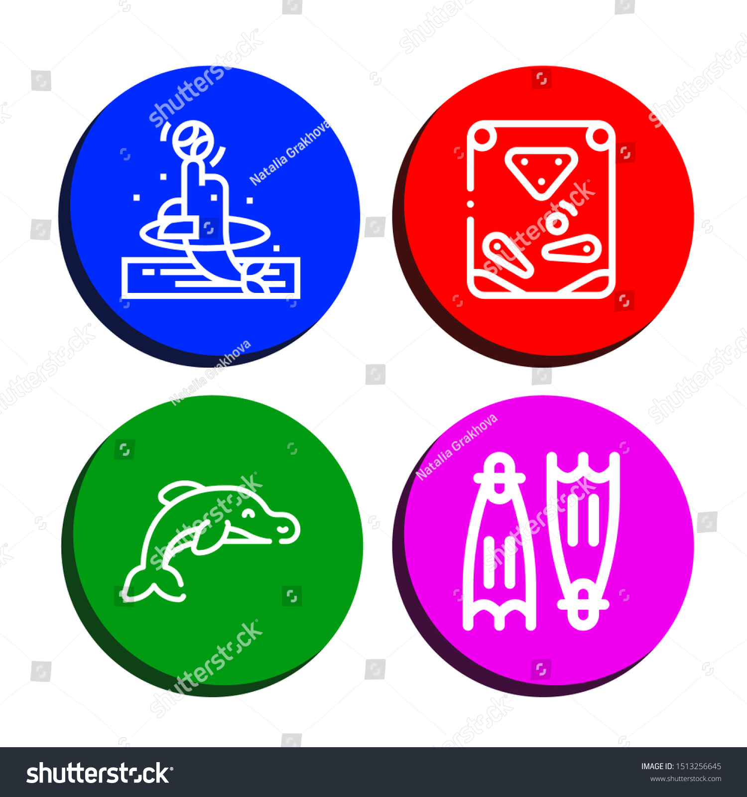 Set Flipper Icons Such Dolphin Pinball Stock Vector Royalty Free