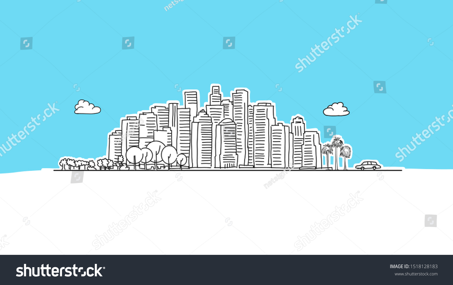 Generic City Lineart Vector Sketch Drawn Stock Vector Royalty Free