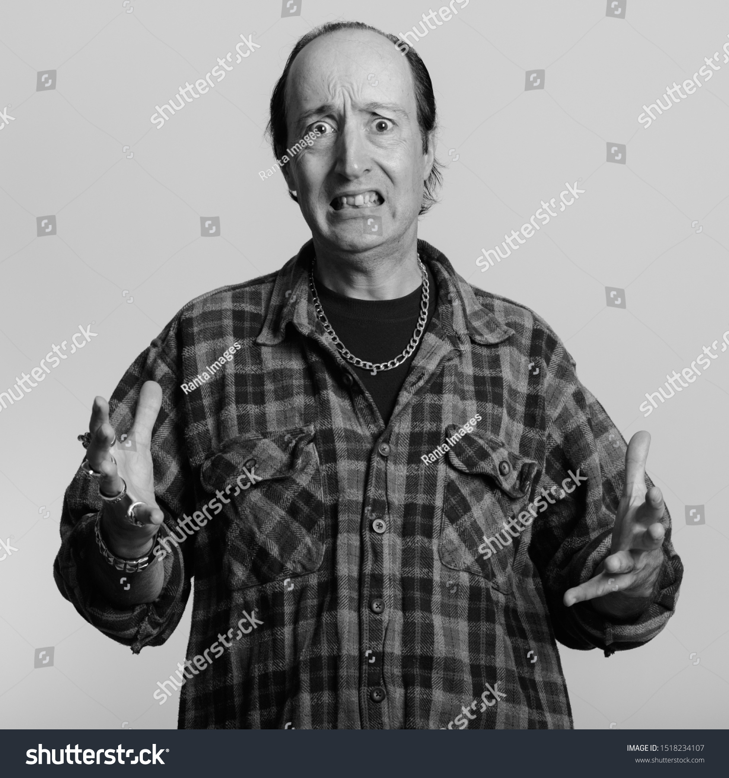 Studio Shot Mature Gangster Man Looking Stock Photo 1518234107