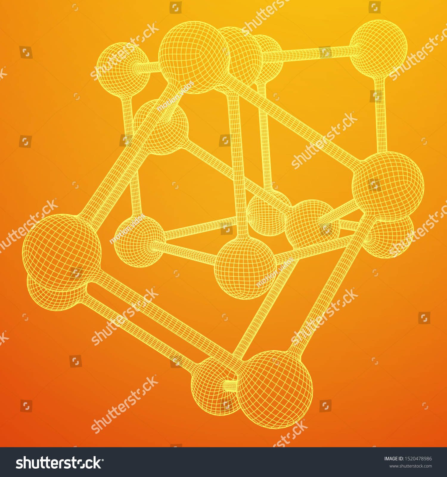 Wireframe Mesh Molecule Grid Connection Structure Stock Illustration