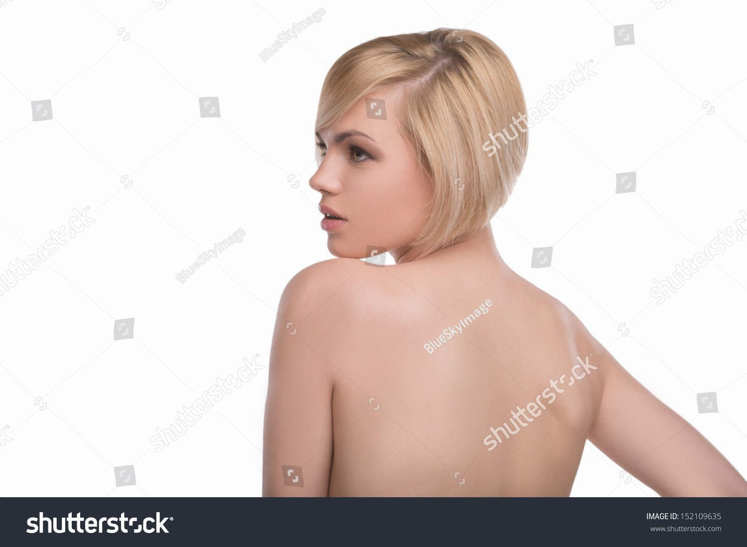 Beautiful Woman Rear View Beautiful Shirtless Stock Photo