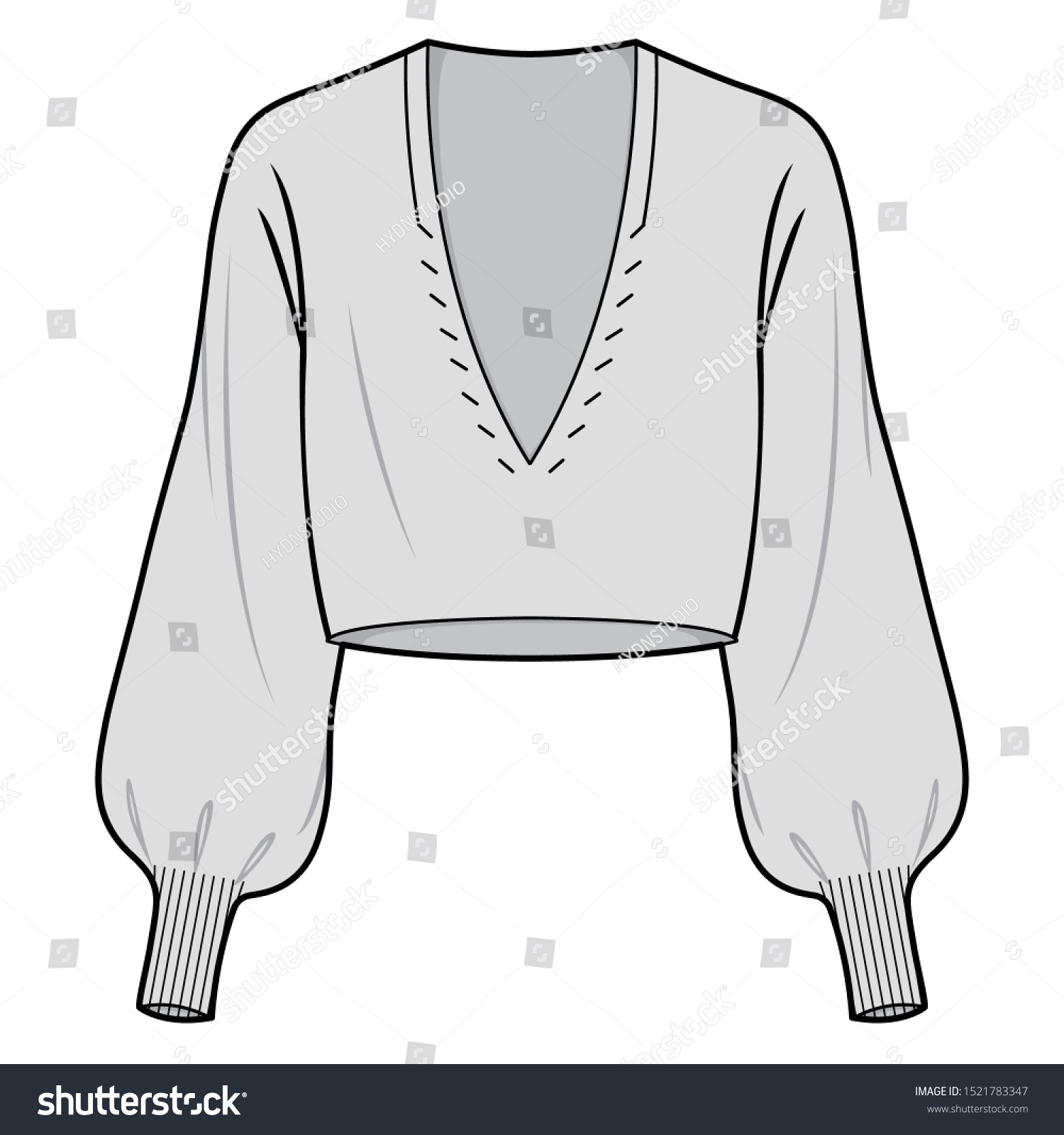 Sweater Fashion Flat Sketche Template Stock Vector Royalty Free