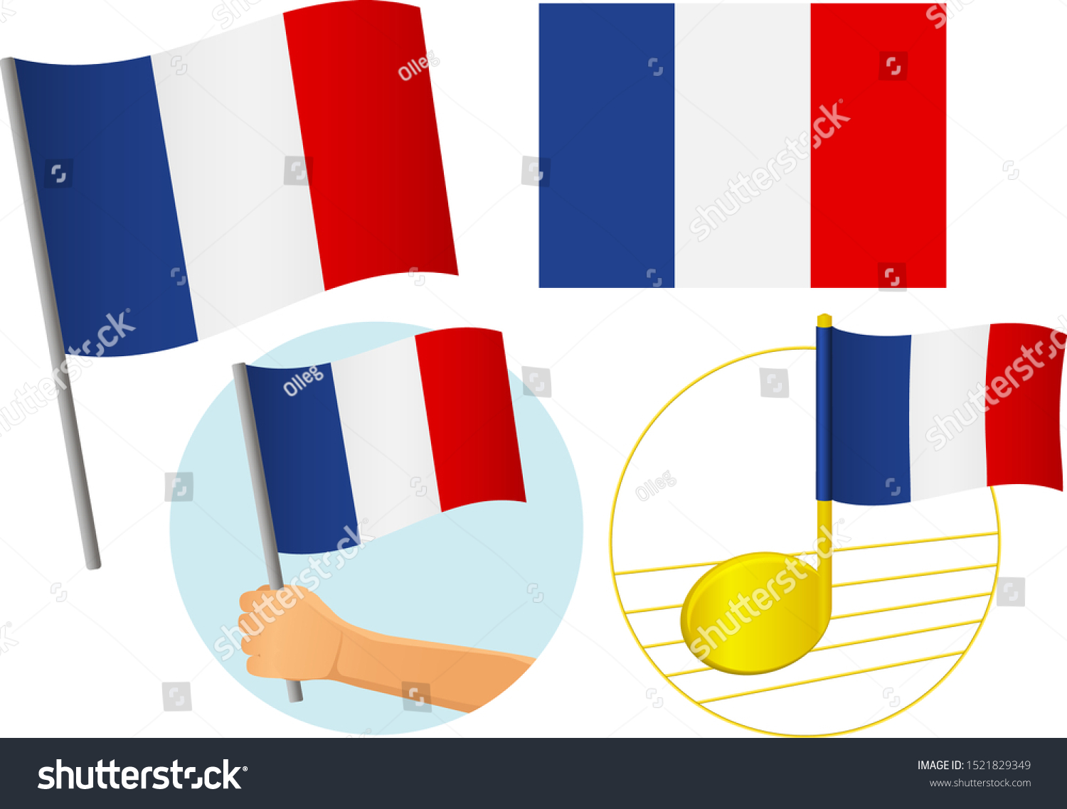 France Flag Icon Set National Flag Stock Vector Royalty Free