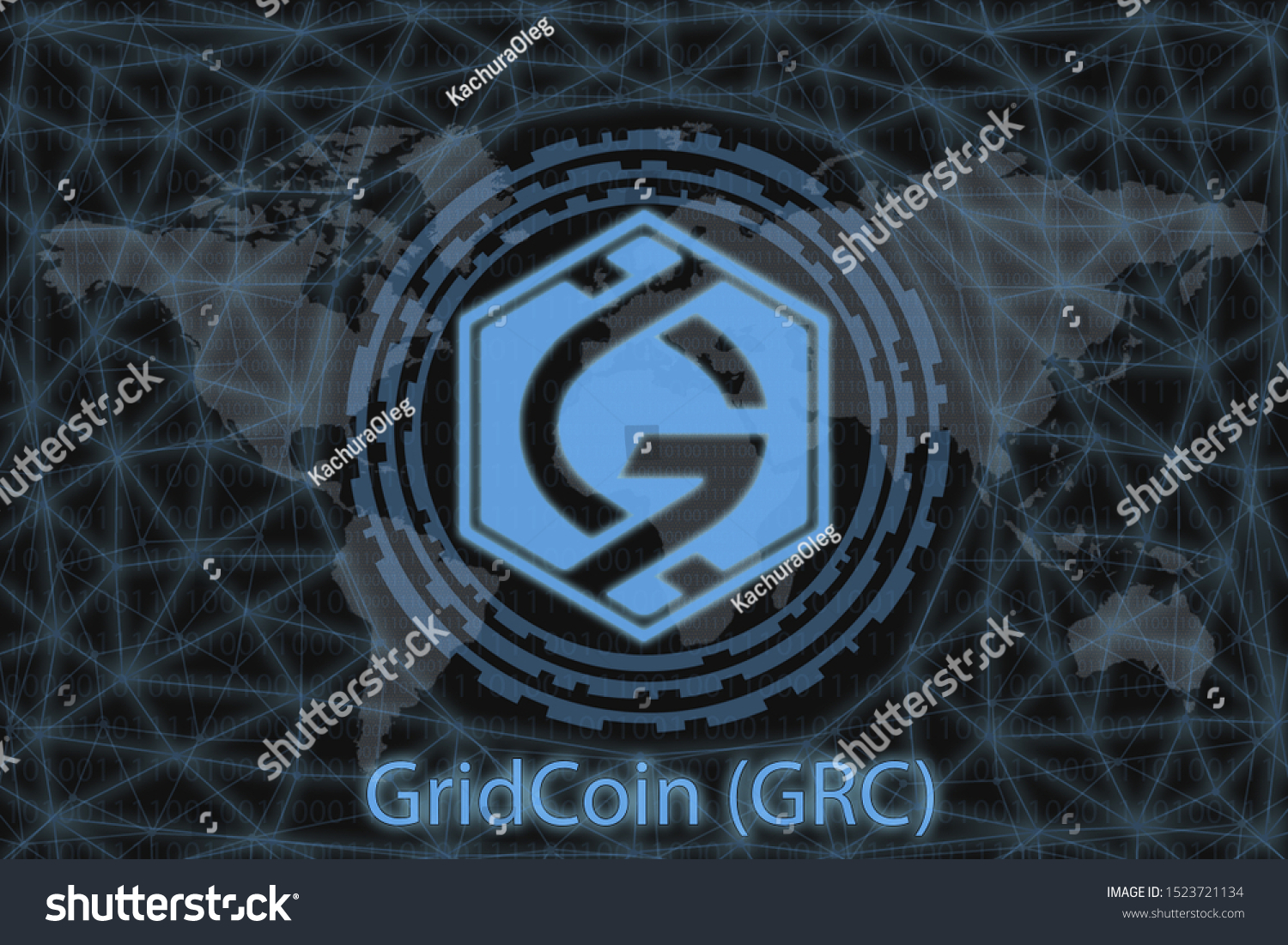 Gridcoin Grc Abstract Cryptocurrency Dark Background Stock Illustration