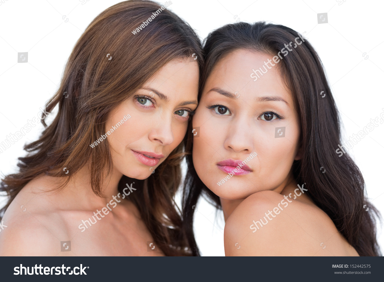 Beautiful Nude Models Posing Head Against Stock Photo 152442575