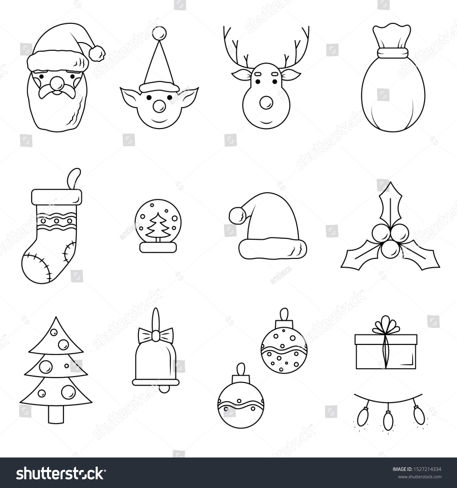 Set Simple Christmas Icons Vector Cartoon Stock Vector Royalty Free