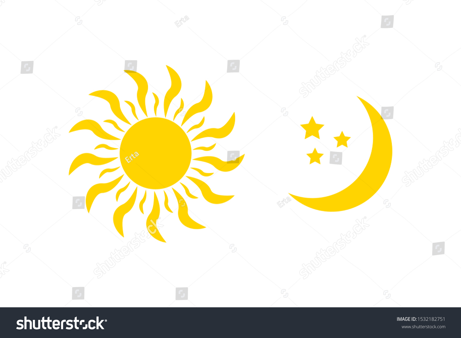 Night Symbol Moon Stars Sun Vector Stock Vector Royalty Free